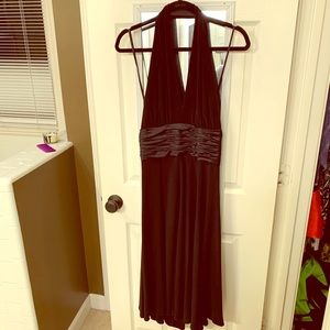Classy halter tea length black dress non wrinkle!